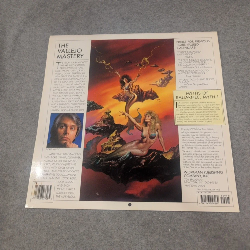 Boris Vallejo 1996 Fantasy Calendar Philip Jose Farmer Workman Publishing VG